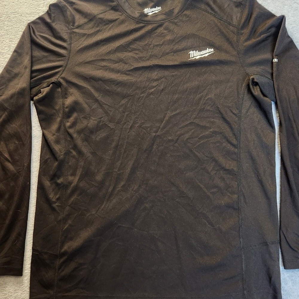 Milwaukee Workskin Mens Black Long Sleeve Performance Base Layer Shirt Size L